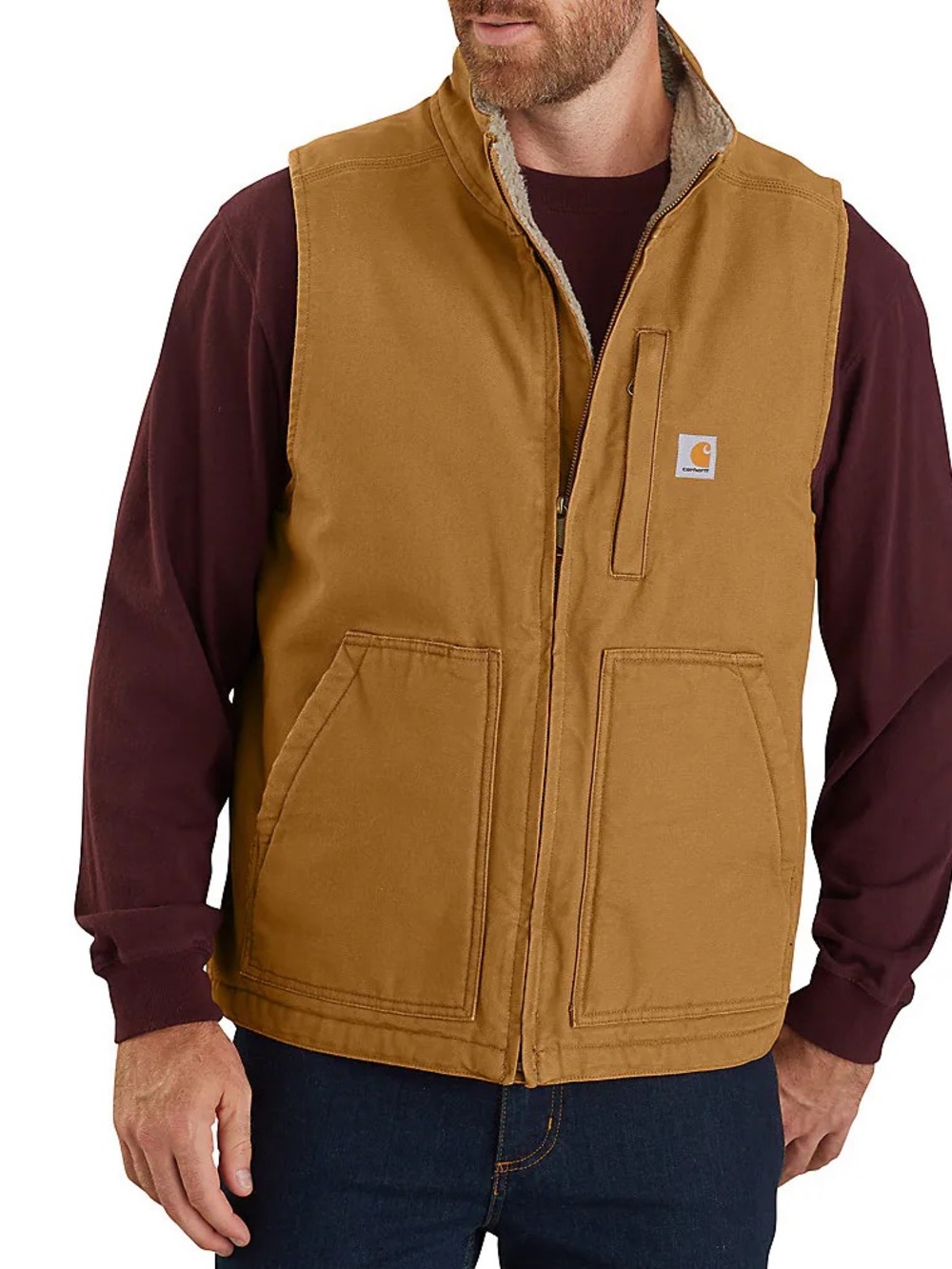 CARHARTT WASHED DUCK MOVK NECK VEST CARHARTT BROWN - XL
